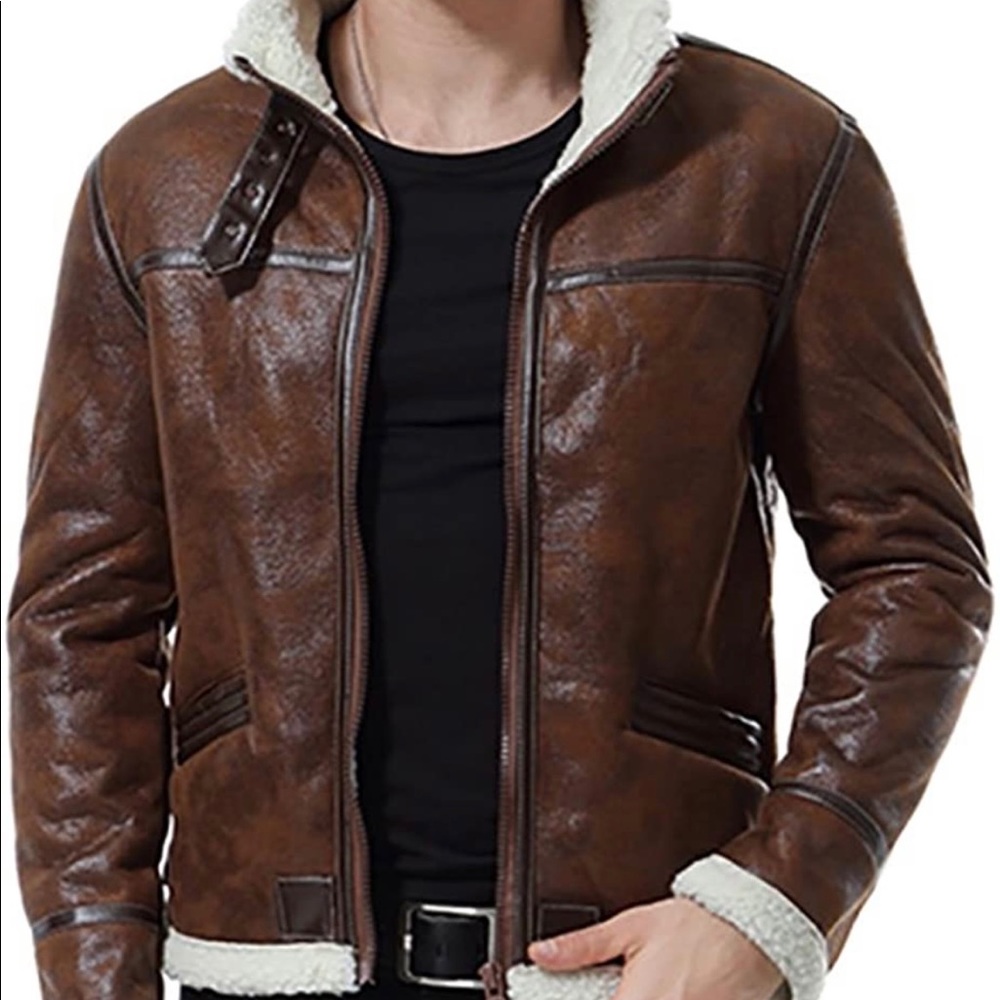Sherpa and sheep skin jacket for men